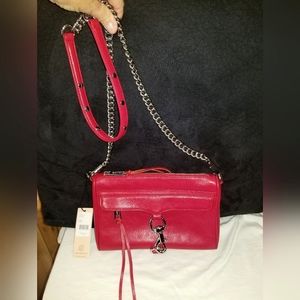 NWT, Rebecca Minkoff Scarlet Red purse w/ chain & leather strap, silver accents